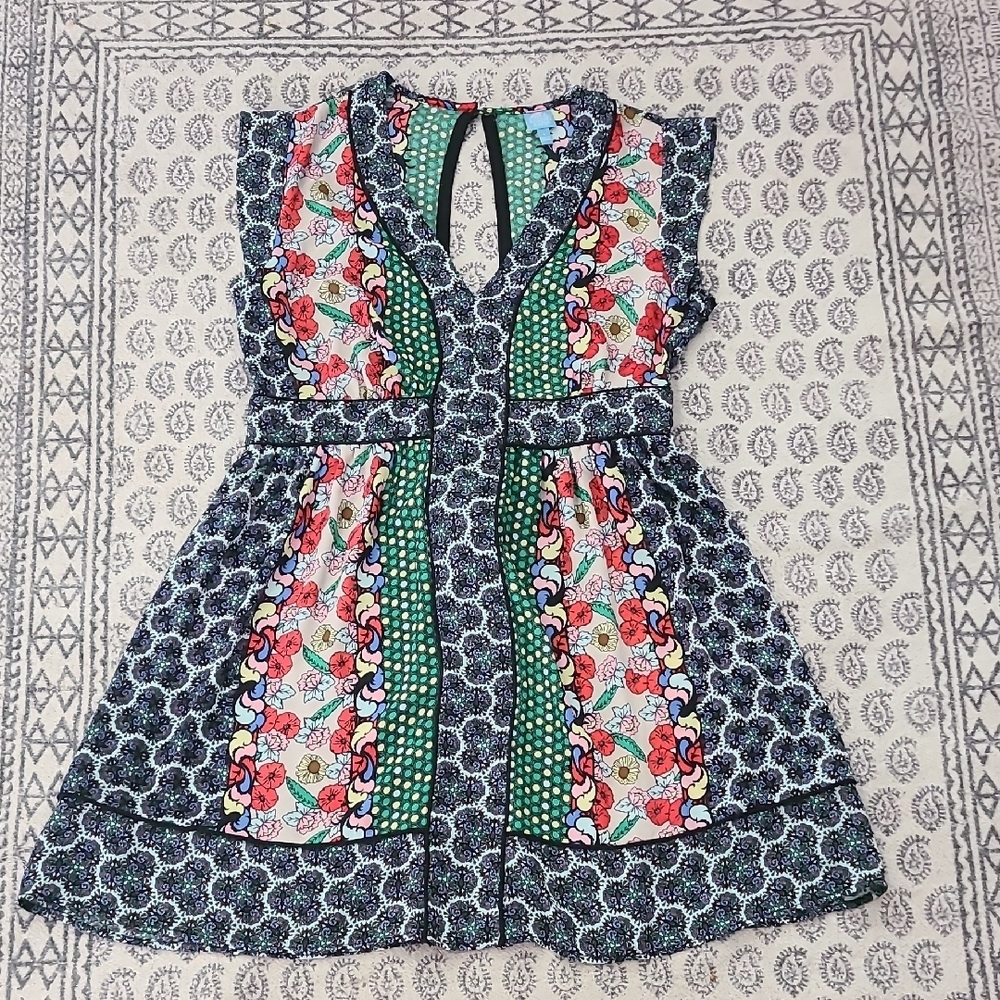 Disney Floral Kids Dress with Green and Red Accents
